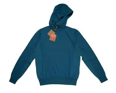 Pre-owned Loro Piana $2,200 Saxony Blue Hooded Sweatshirt Cashmere Sweater (48 It) S