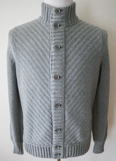 Pre-owned Loro Piana $3500  Thick Gray Baby Cashmere Bomber Jacket Sweater 50 Euro Medium