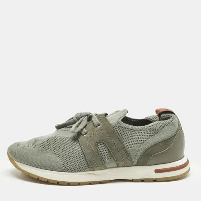 Pre-owned Loro Piana 360 Lp Flexy Walk Size 36 Grey Knit Fabric Lace Up Sneakers In Gray