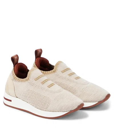 Loro Piana Kids' 360 Lp Knit Slip-on Sneakers In Beige