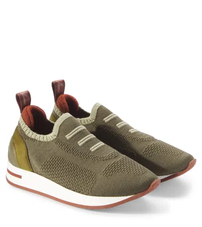 Loro Piana Kids' 360 Lp Knitted Slip-on Trainers In Green