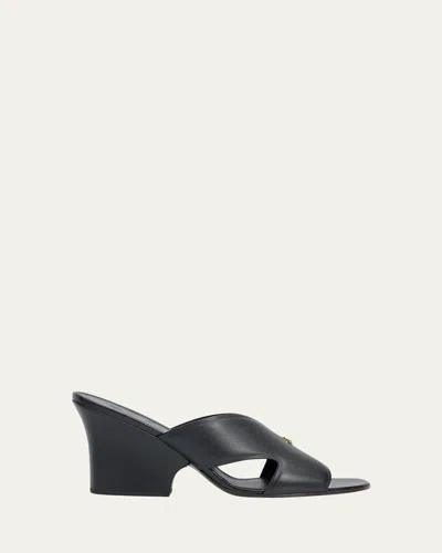 Loro Piana 80mm Vera Leather Block-heel Mules In Black