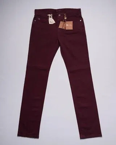 Pre-owned Loro Piana $965 Burgundy Red Cotton Blend Stretch 5 Tasche Regular Jeans 33