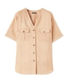 Loro Piana Abir Button-down Short-sleeved Shirt In Ginseng Light Yellow