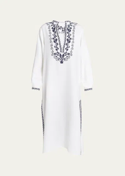 Loro Piana Abito Faye Embroidered Antigua Dress In White