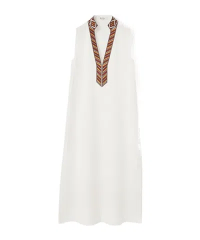 Loro Piana Abril Embroidered Linen Midi Dress In White