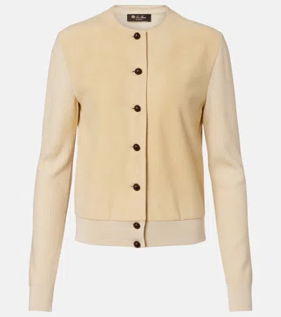 Loro Piana Acacia Suede-trimmed Cashmere And Silk Cardigan In Sand