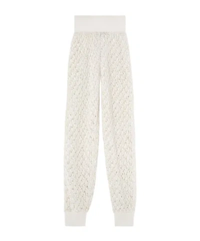 Loro Piana Aida Openwork Knit Trousers In White