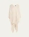 Loro Piana Aida Suitcase Stripe Silk Linen Poncho In Pink