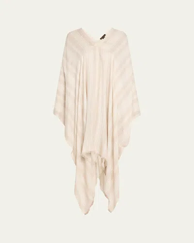 Loro Piana Aida Suitcase Stripe Silk Linen Poncho In Pink