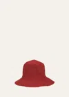Loro Piana Airi Crochet Straw Bucket Hat In H0oz Red Brown Wood