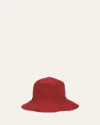 Loro Piana Airi Crochet Straw Bucket Hat In H0oz Red Brown Wood