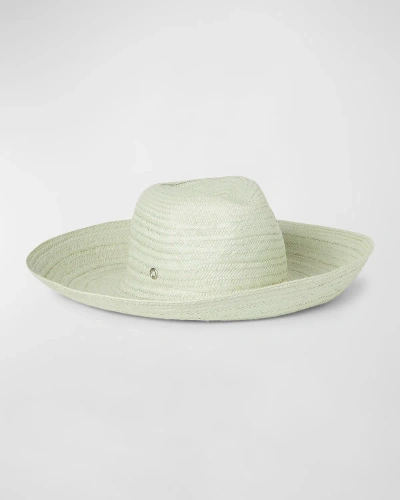 Loro Piana Akemi Straw Fedora In Soft Turquoise