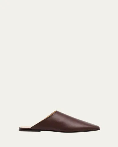 Loro Piana Alba Lambskin Flat Mules In Brown