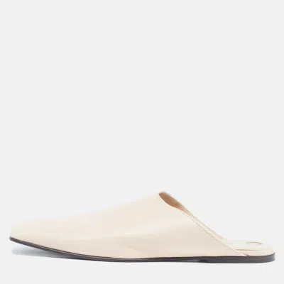 Pre-owned Loro Piana Alba Size 39 Beige Leather Mules In Sand