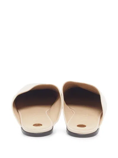 Pre-owned Loro Piana Alba Square-toe Mules In White
