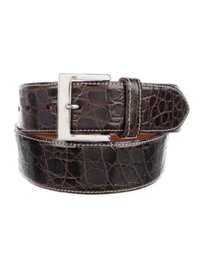 Pre-owned Loro Piana Alligator Belt In Brown