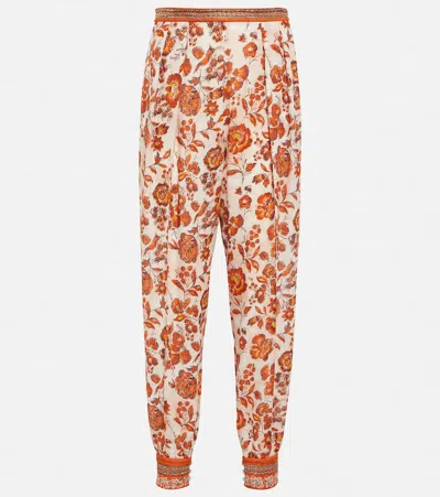 Loro Piana Alvy Floral Silk Georgette Tapered Pants In Multicoloured