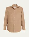 Loro Piana Andre Button Down Linen Solaire Shirt In D0b3 Amazonian Nut