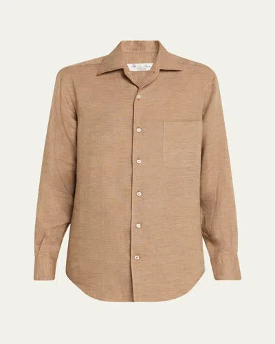 Loro Piana Andre Button Down Linen Solaire Shirt In D0b3 Amazonian Nut