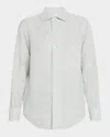 Loro Piana Andre Button Down Linen Solaire Shirt In Lake Water