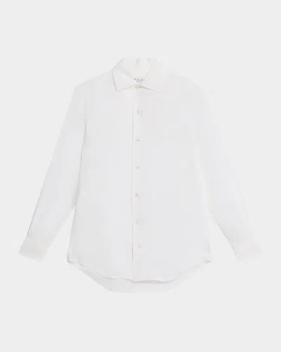 Loro Piana Andre Button Down Linen Solaire Shirt In White