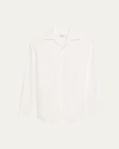 Loro Piana Andre Button Down Linen Solaire Shirt In White