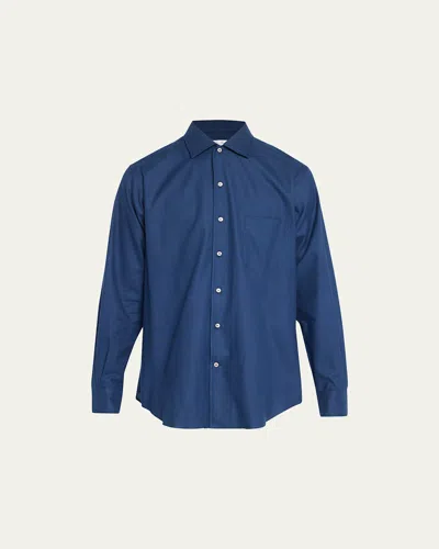 Loro Piana Andre Button-down Shirt In Deep Charcoal Blu