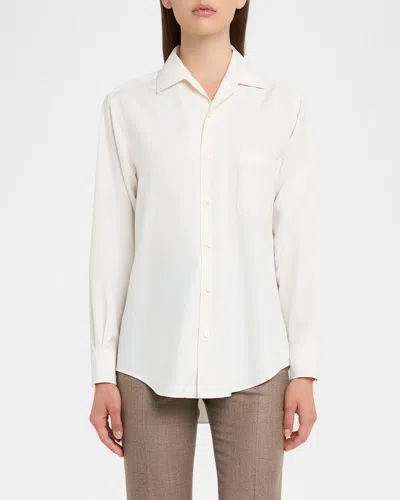 Loro Piana Andre Button Down Silk Blouse In 1230 Nougat