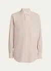 Loro Piana Andre Button Down Silk Blouse In 30gc Light Petal