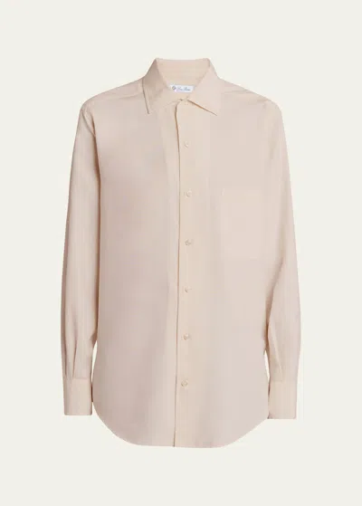 Loro Piana Andre Button Down Silk Blouse In 30gc Light Petal