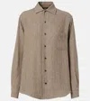 Loro Piana Herringbone Linen Shirt In Brown