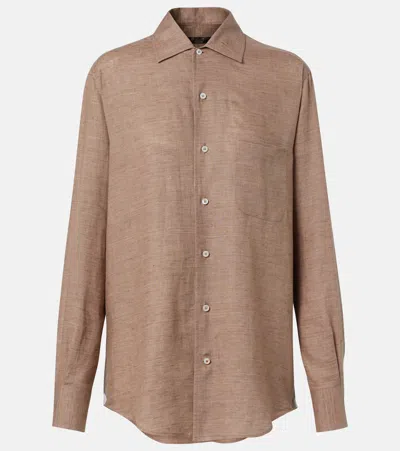 Loro Piana Andre Linen Shirt In Brown