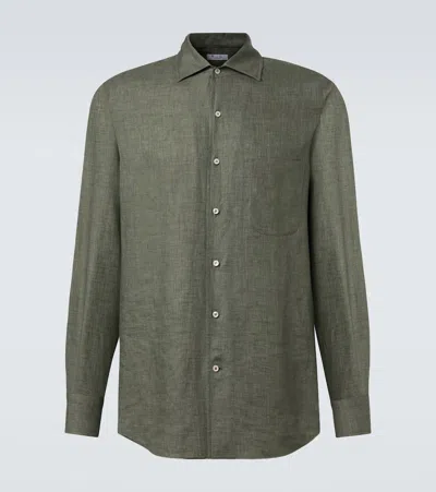 Loro Piana André Linen Shirt In Green
