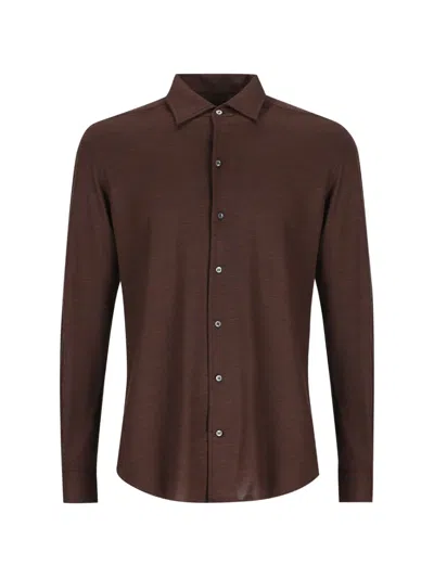 Loro Piana André Piqué-weave Shirt In Brown