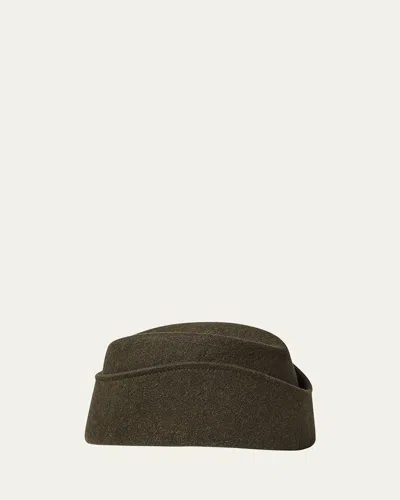 Loro Piana Angie Rabbit Felt Side Cap In Green