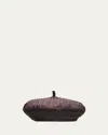 Loro Piana Anna Diamond-stitched Silk Beret In Cloves