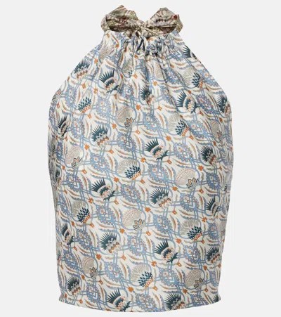 Loro Piana Annet Printed Silk Shantung Top In Multi