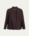 Loro Piana Annie Open-front Fluid Diamond Cloquet Silk Jacket In H0v5 Cloves