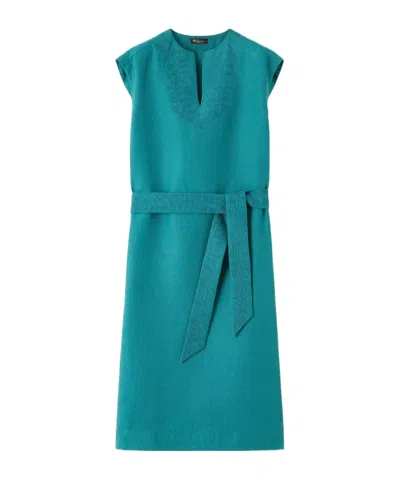 Loro Piana Anthea Embroidered Dress In Green