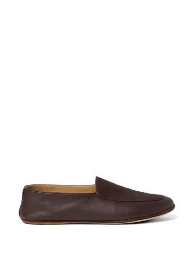 Loro Piana Anton Walk Leather Loafers In Brown