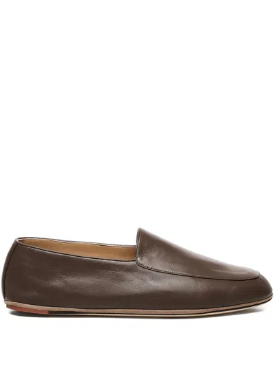 Loro Piana Anton Walk Leather Loafers In Brown