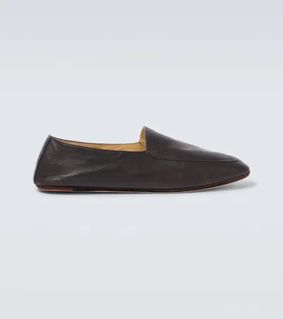 Loro Piana Anton Walk Leather Loafers In Brown