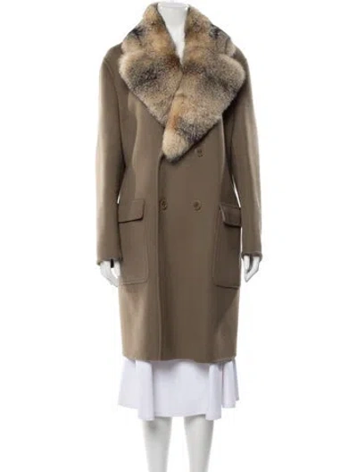 Pre-owned Loro Piana Arctic Fox Fur Trimmed Baby Cashmere Fur Coat In Neutral