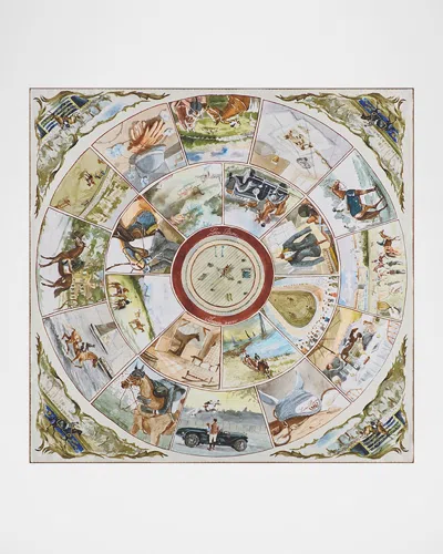 Loro Piana Arena Printed Silk Twill Foulard Scarf In White
