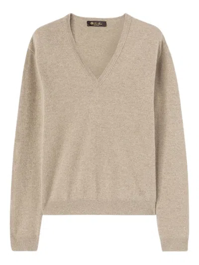 Loro Piana Arona V-neck Cashmere Top In Neutral