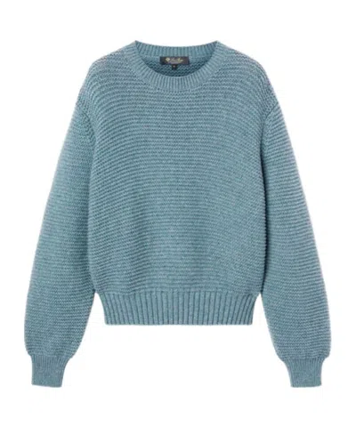Loro Piana Ashi Small Cashmere Round-neck Sweater In Blue