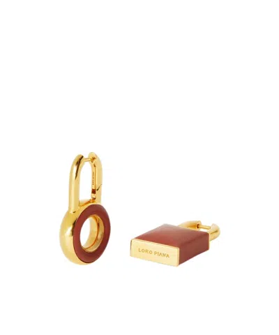 Loro Piana Asymmetrical Pattern Earrings In Deep Kummel/jewel Sun Gold