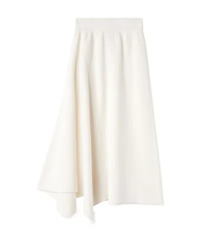 Loro Piana Asymmetrical Tailored Skirt In White