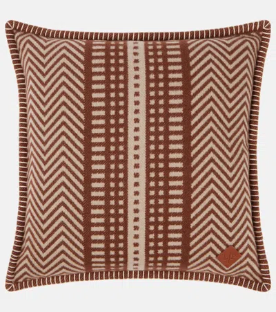 Loro Piana Atacama Wool And Cashmere Jacquard Cushion In Brown